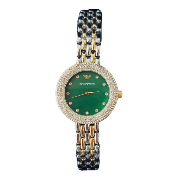 Emporio Armani Women's Watch with Green Dial and Gold-Tone Accents New - Picture 1 of 3